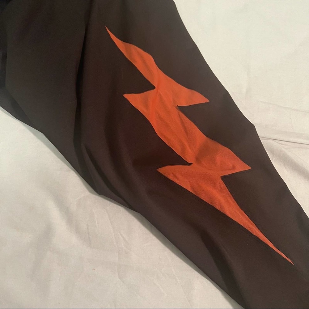 Death Wish Coffee Death Bolt Black & Orange Mesh Lightning Bolt Leggings XL - Picture 7 of 8